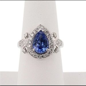 Platinum 2.02 Ct Sapphire & Diamond Ring with Appraisal